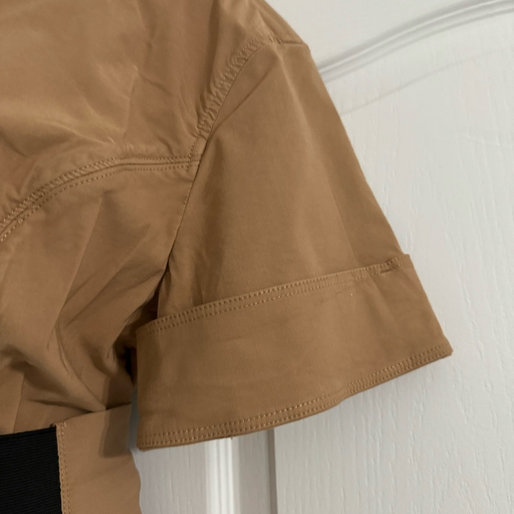 Anthropologie Maeve Tan Utility Shirt Dress Large NWT Zip Front Pockets - Picture 7 of 9